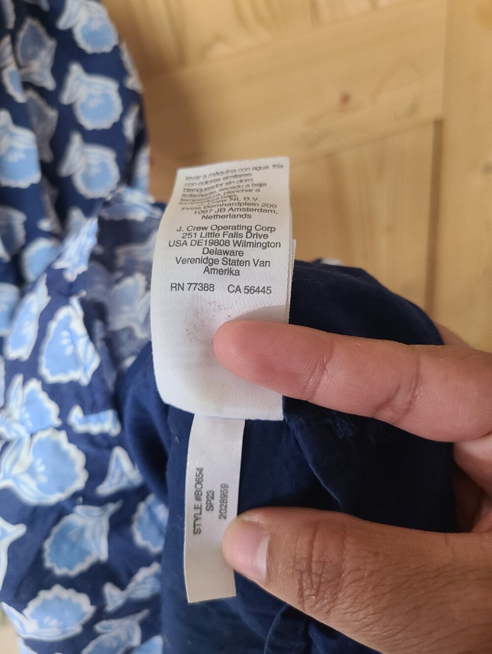 J. Crew Navy and Light Blue Floral Smocked Midi Dress - Picture 9 of 9